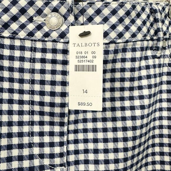 NWT Talbots‎ Blue & White Gingham Flat Front Stretch Denim Skirt Sz- 14 Preppy - Picture 4 of 7